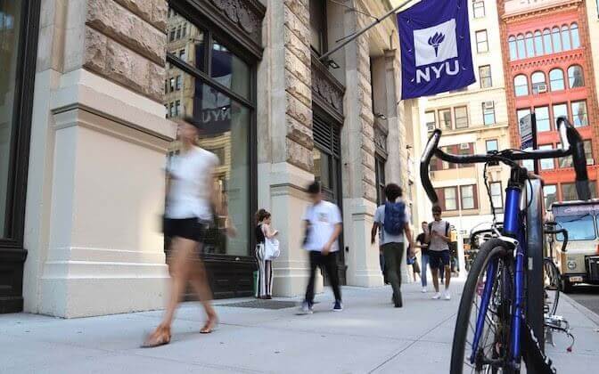 NYU street scene at the Washington Square campus in Manhattan